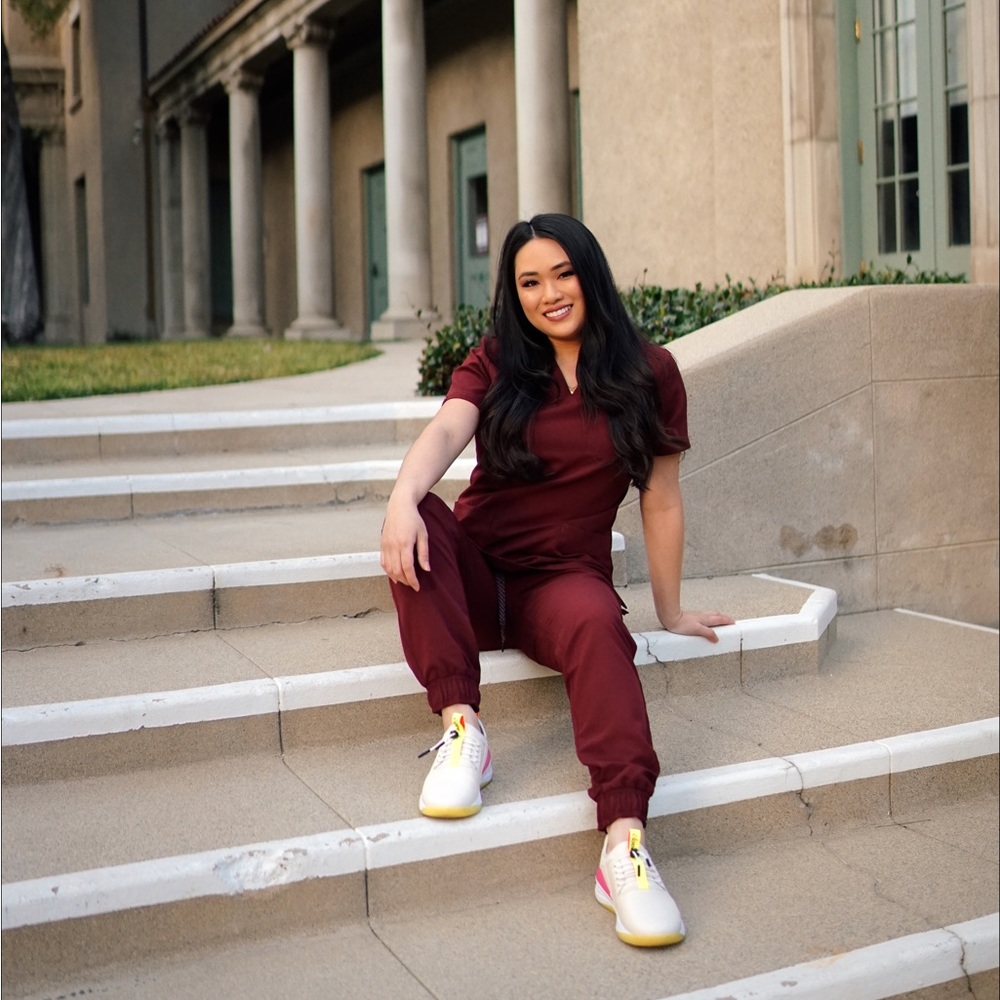 Jaanuu Wine Scrubs Top and Bottom Set
